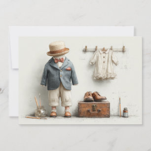 1st birthday French Artist Baby Suit Paint Studio Invitation