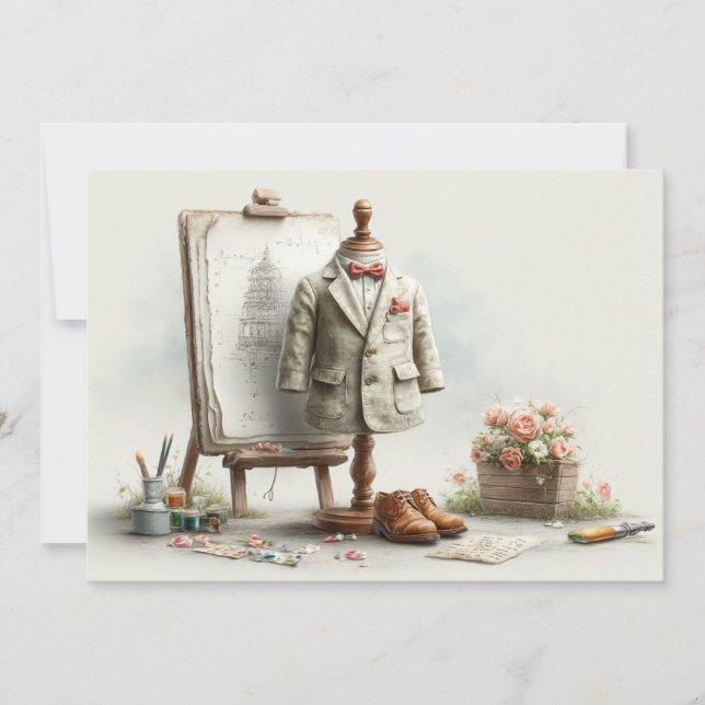 1st birthday French Artist Baby Suit Paint Studio Invitation (Front)