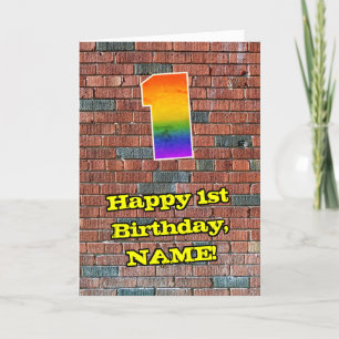 1st Birthday: Fun Graffiti-Inspired Rainbow 1 Card