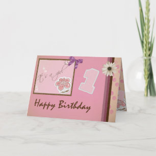 1st Birthday  - Girl Card