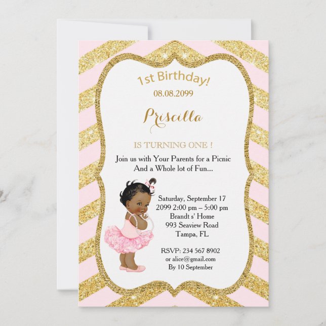 1st Birthday GIRL,Ethnic 1st Birthday,1st Birthday Invitation (Front)