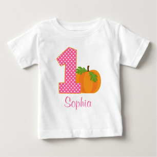 1st Birthday Girl Fall Pumpkin Personalised Baby T-Shirt