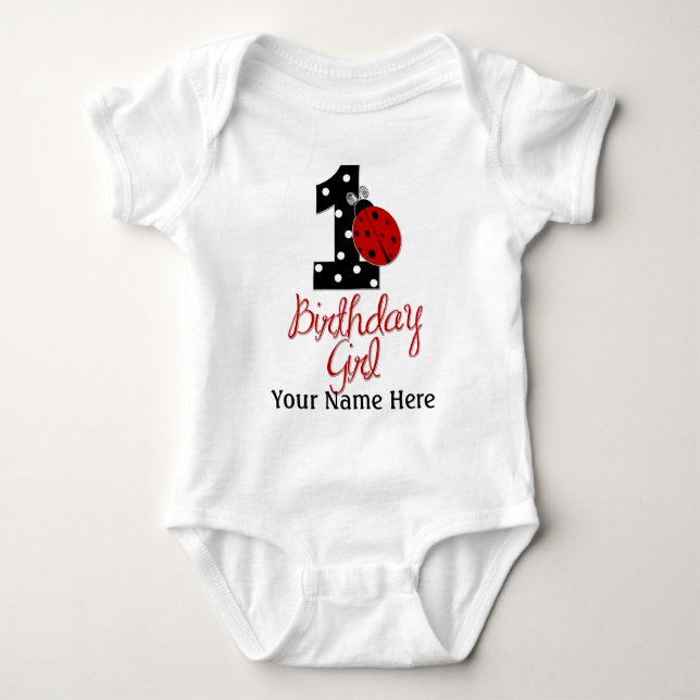 1st Birthday Girl - Lady Bug - 1 - Ladybug Baby Bodysuit (Front)