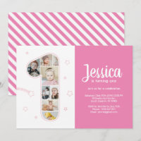1st Birthday Girl Number 1 Custom Photo Collage