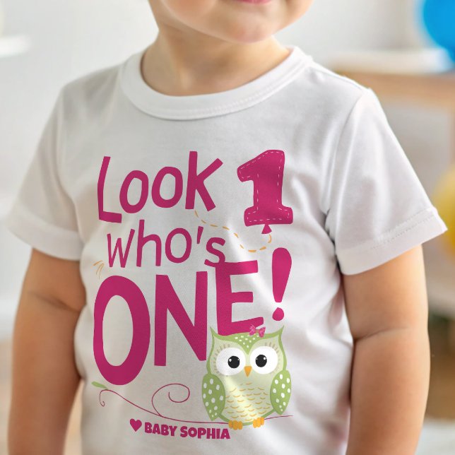 1st Birthday Girl Owl Baby T-Shirt (Creator Uploaded)