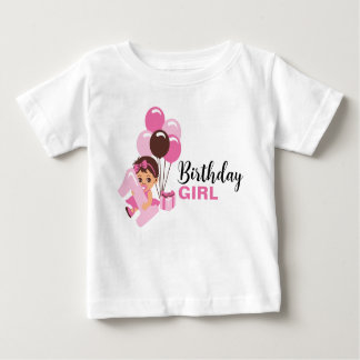 1st Birthday Girl T-shirt with Balloons