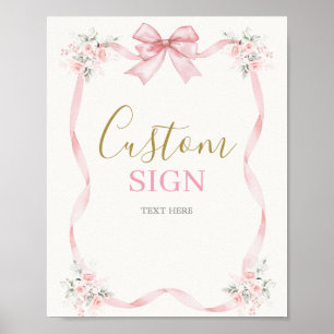 1st Birthday Girl with bow Poster