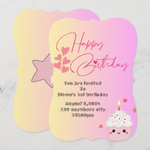 1st birthday girls invitation in pink 