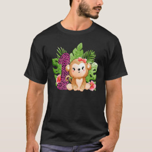 1st Birthday Girls Monkeys 1 Years Old Safari Anim T-Shirt