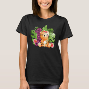 1st Birthday Girls Tiger 1 Years Old Safari Animal T-Shirt