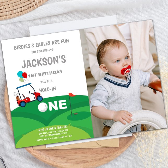 1st Birthday Golf Invitation with Photo (1st Birthday Golf Invitations with photo)