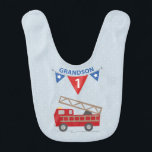 1st Birthday Grandson, Firetruck Bib<br><div class="desc">Birthday wishes are rushing through with this cute red fire truck gift,  souvenir,  giveaway or party essential to celebrate your Grandson’s FIRST birthday!</div>