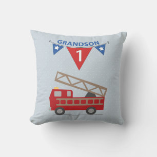1st Birthday Grandson, Firetruck Cushion