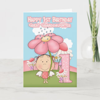 1st Birthday - Great Granddaughter - Greeting Card