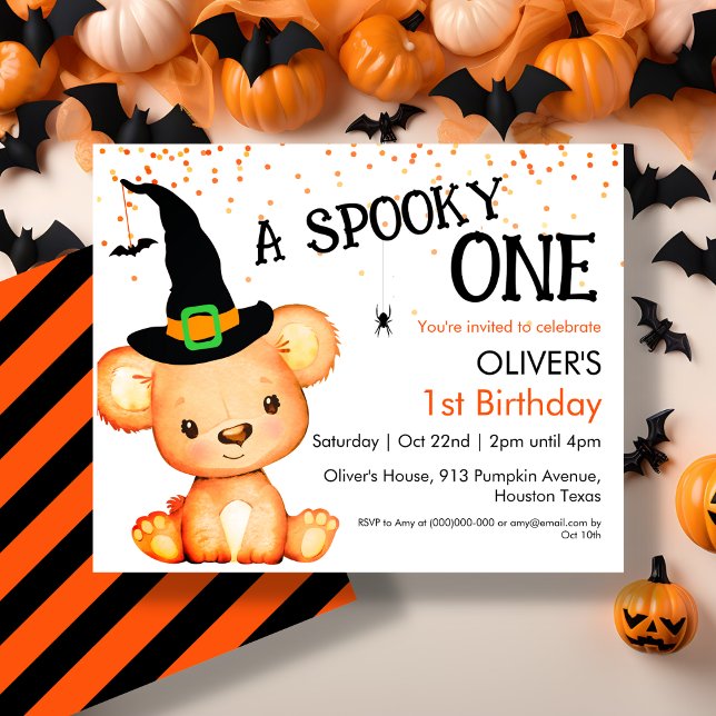 1st Birthday | Halloween Bear Invitation (Creator Uploaded)