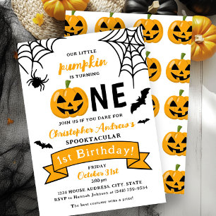 1st Birthday Halloween Little Pumpkin Invitation 