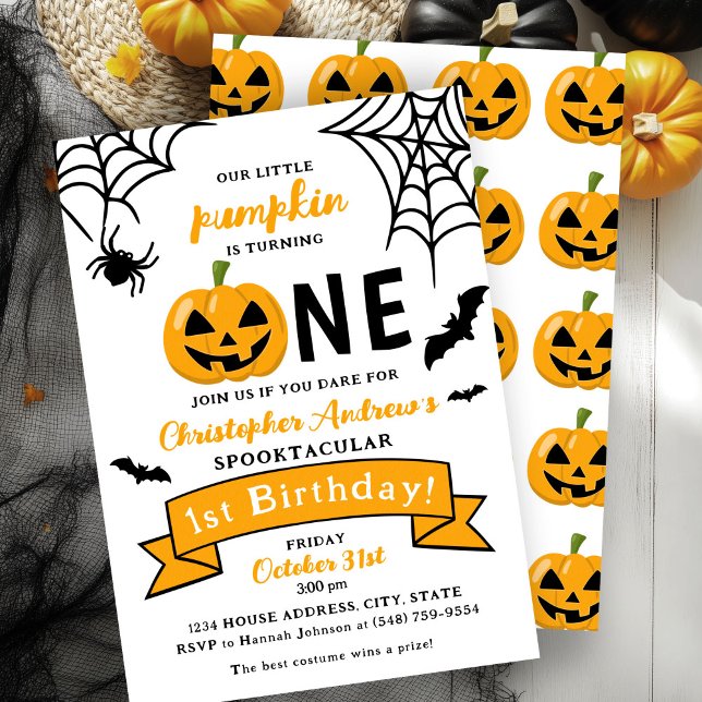 1st Birthday Halloween Little Pumpkin Invitation  (Creator Uploaded)