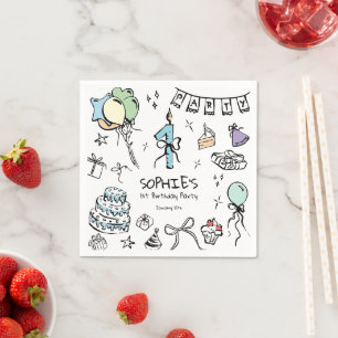 1st Birthday Hand Drawn Napkin