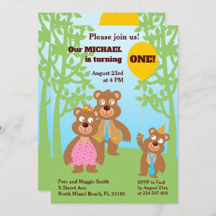 1st Birthday Honey Bear Family Party Invitation