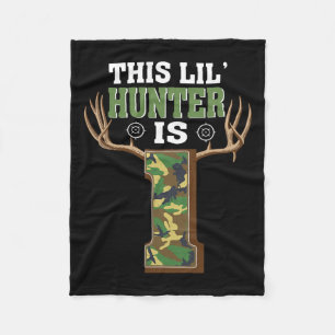1st Birthday Hunting Deer 1 Year Old Hunter Fleece Blanket