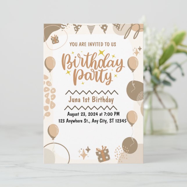 1st birthday invitation (Standing Front)