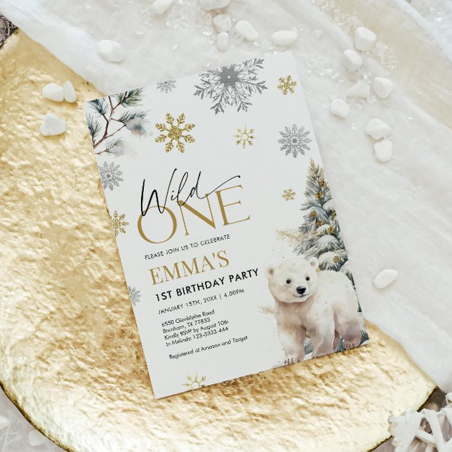 1st Birthday Invitation Bear, Wild One Birthday  (Creator Uploaded)