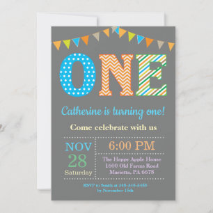 1st Birthday Invitation. Boy First Birthday Invitation
