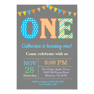 1st Birthday Invitation. Boy First Birthday Invitation