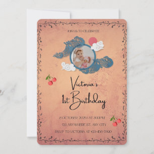 1st Birthday Invitation   Cherry Theme Baby Party