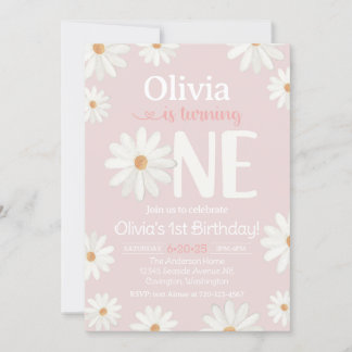 1st Birthday Invitation, Daisy Invitation