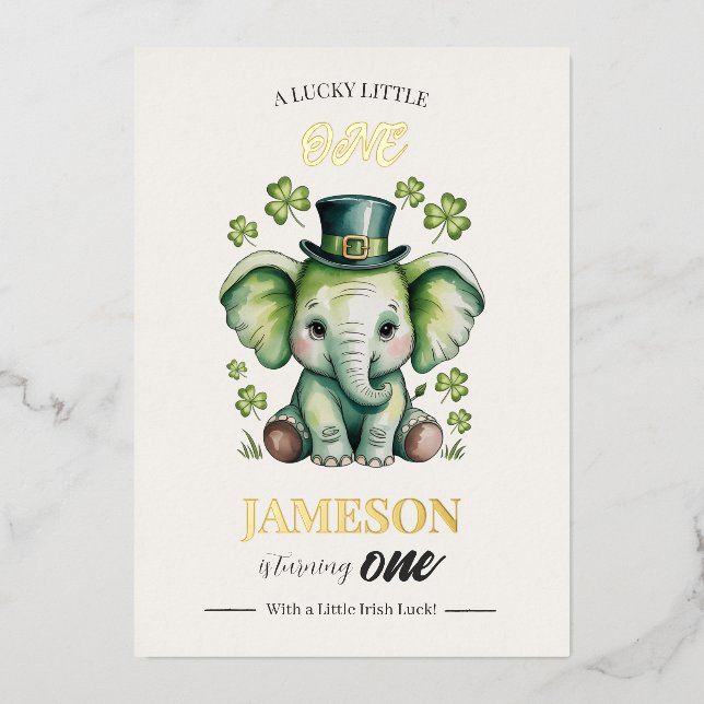 1st Birthday Invitation | Foil St. Patrick's Card (Front)
