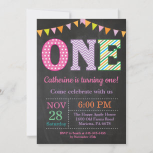 1st Birthday Invitation. Girl First Birthday Invitation