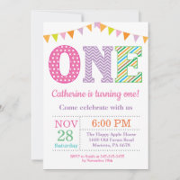 1st Birthday Invitation. Girl First Birthday