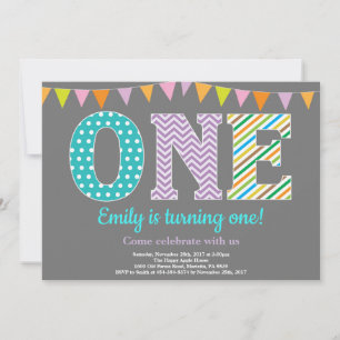 1st Birthday Invitation. Girl First Birthday Invitation