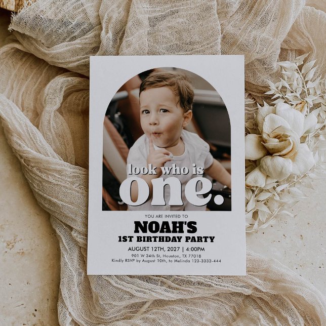 1st Birthday Invitation Look Who Is One Invitation (Creator Uploaded)