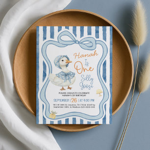 1st Birthday Invitation, Silly Goose Birthday  Invitation