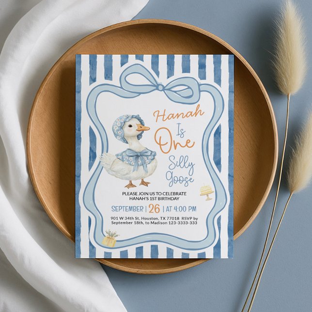 1st Birthday Invitation, Silly Goose Birthday  Invitation (Creator Uploaded)