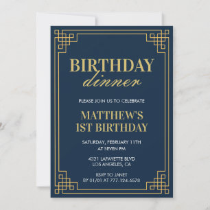 1st birthday invitations Birthday dinner boy navy