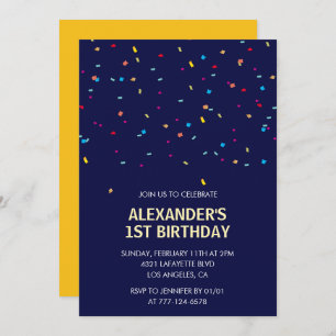 1st birthday invitations Boy Confetti Modern