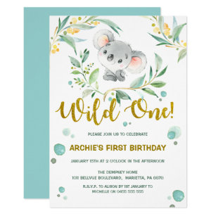 1st Birthday Invitations | Cute Koala Wild One