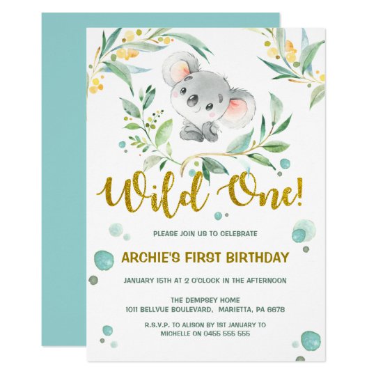 1st Birthday Invitations | Cute Koala Wild One