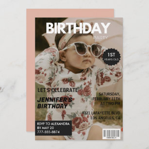 1st birthday invitations Girl Magazine Cover