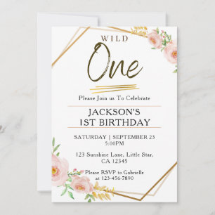 1st birthday invitations kids whimsical wild one