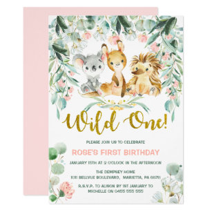 1st Birthday Invitations | Pink Jungle Babies