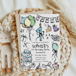 1st Birthday Invite, Hand Drawn Birthday Invitation<br><div class="desc">Replace colours in your invitation to give it the vibrancy it needs.</div>