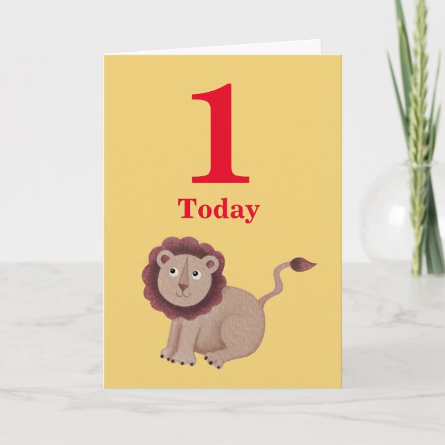 1st Birthday Lion and jungle Friends Card (Front)