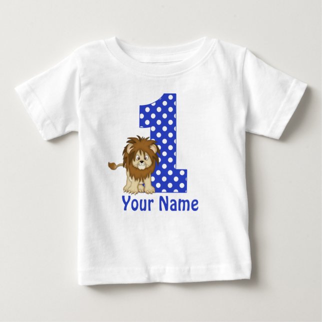 1st Birthday Lion Blue Personalised Shirt (Front)