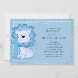 1st  Birthday Lion Party Invitation