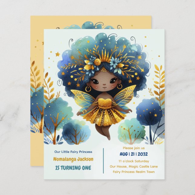 1st Birthday Little Fairy Princess African ONE (Front/Back)