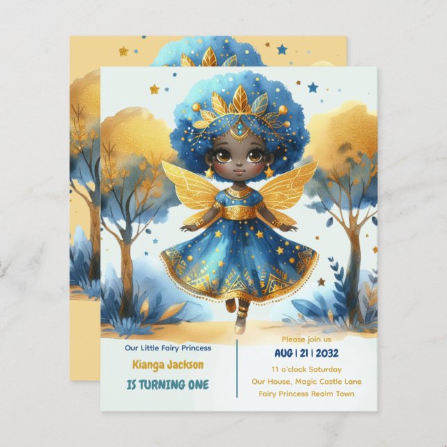 1st Birthday Little Fairy Princess African ONE (Front/Back)